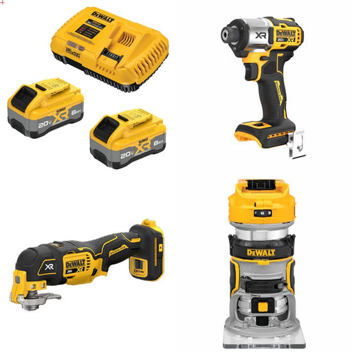 DeWalt 20V 8Ah Starter Kit W/ FREE Impact, FREE Multi-Tool and FREE Router