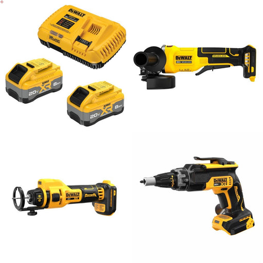 DeWalt 8Ah, 2 Pack Kit W/ FREE Grinder and FREE Cutout and FREE Screwgun