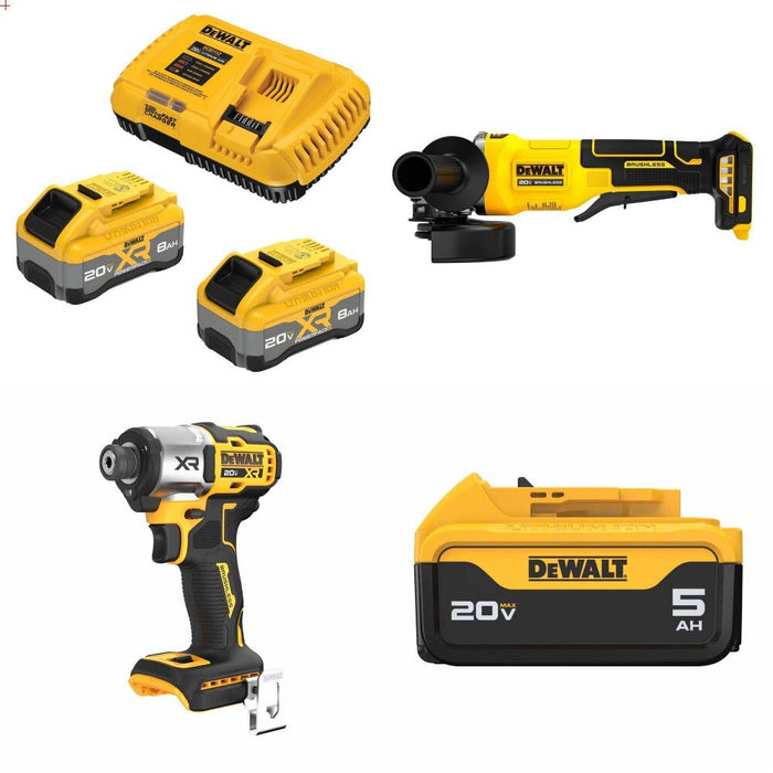 DeWalt 8Ah Starter Kit W/ FREE Grinder, FREE Impact Driver and FREE Battery