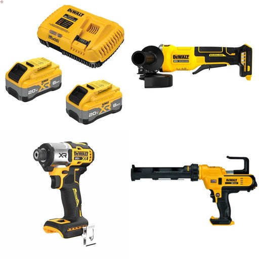 DeWalt 8Ah Starter Kit W/ FREE Grinder and FREE Driver and FREE Caulk Gun