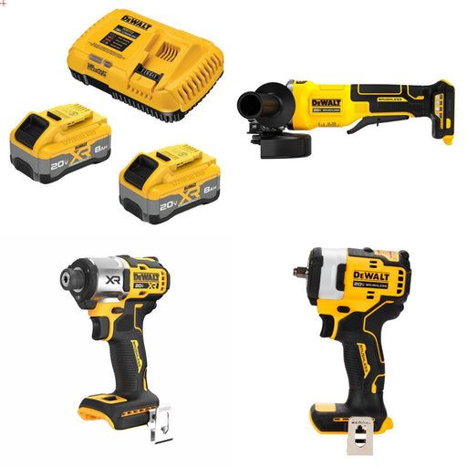 DeWalt DCB2108-2C 8Ah Starter Kit W/ FREE DCG408B Grinder, DCF845B Driver and DCF913B Wrench