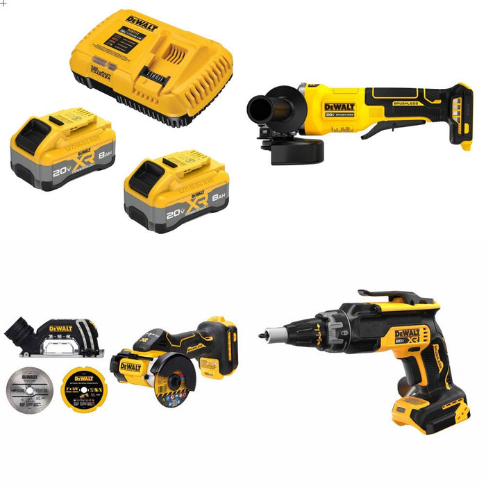 DeWalt 8Ah Kit W/ FREE Grinder and FREE 3in Cutoff Tool and FREE Screwgun