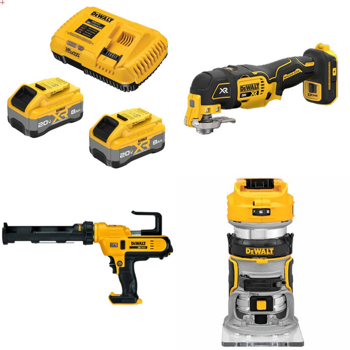 DeWalt 8Ah Battery Kit W/ FREE Multi-Tool, FREE Caulk Gun and FREE Router