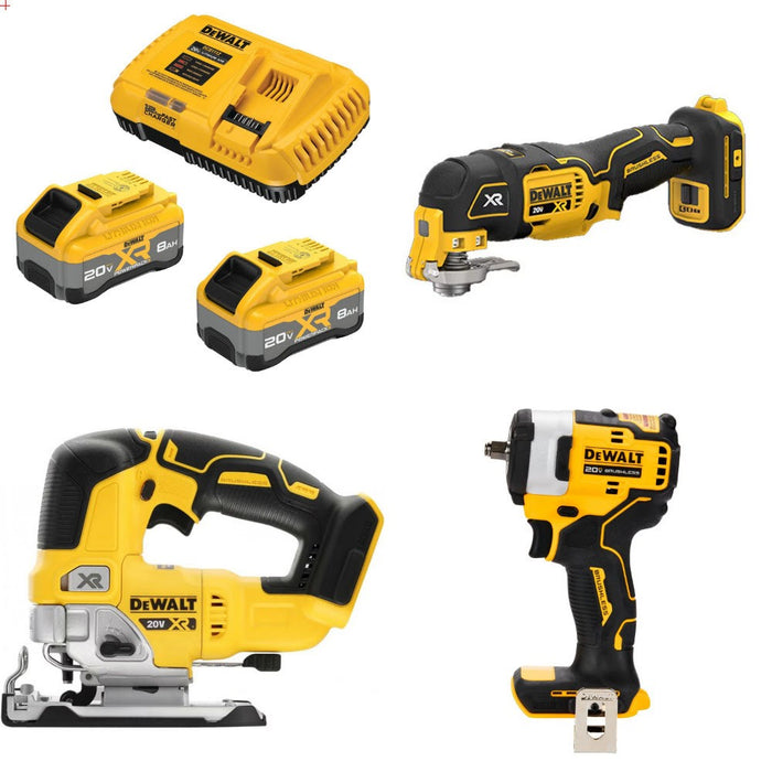 DeWalt 8Ah Kit W/ FREE Multitool, FREE Jig Saw and FREE 3/8in Impact Wrench