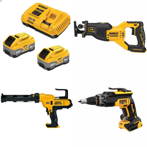DeWalt DCB2108-2C 8Ah Starter Kit W/ FREE DCS382B Saw, DCE560B Gun and DCF630B Screwgun