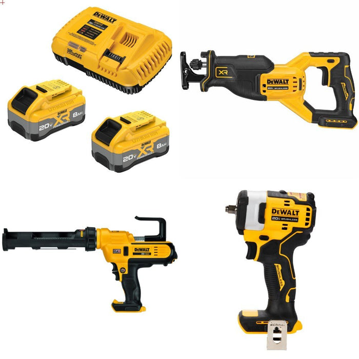 DeWalt DCB2108-2C 8Ah Starter Kit W/ FREE DCS382B Saw, DCE560B Gun and DCF913B Wrench