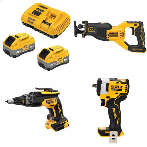 DeWalt DCB2108-2C 8Ah Starter Kit W/ FREE DCS382 Saw, DCF630 Screwgun and FREE DCF913 Impact Wrench