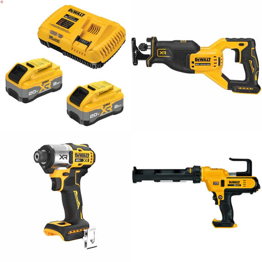 DeWalt 8Ah Battery Kit W/ FREE Recip Saw and FREE Impact and FREE Caulk Gun
