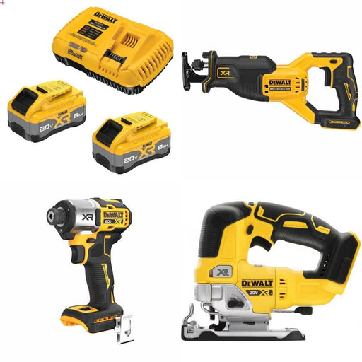 DeWalt 8Ah Kit W/ FREE Recip Saw, FREE Impact Driver and FREE Jigsaw