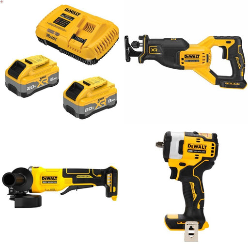 DeWalt DCB2108-2C 8Ah Starter Kit W/ FREE DCS382B Saw, DCG408B Grinder and DCF913B Impact Wrench