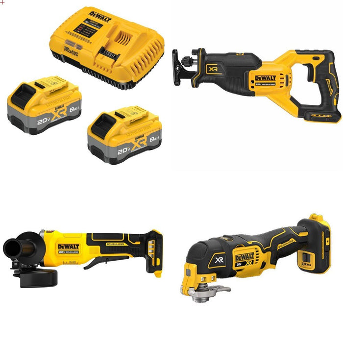 DeWalt 8Ah Starter Kit W/ FREE Recip Saw, FREE Grinder and FREE Multi-Tool