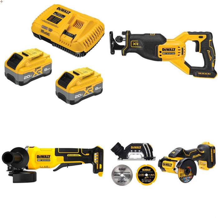 DeWalt 8Ah Starter Kit W/ FREE Recip Saw and FREE Grinder and FREE Cut-Off