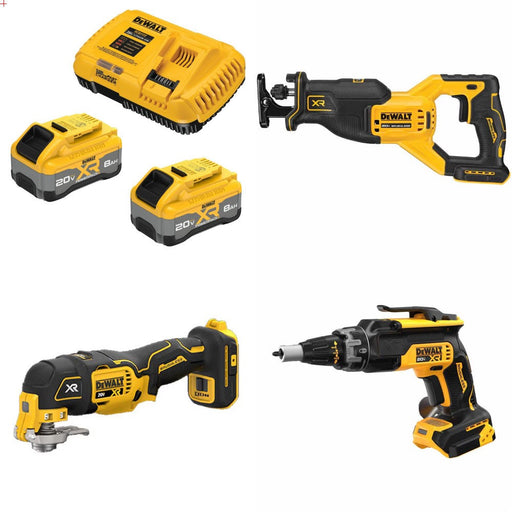 DeWalt DCB2108-2C 8Ah Starter Kit W/ FREE DCS382 Saw, DCS356 Multi-Tool and DCF630 Screwgun