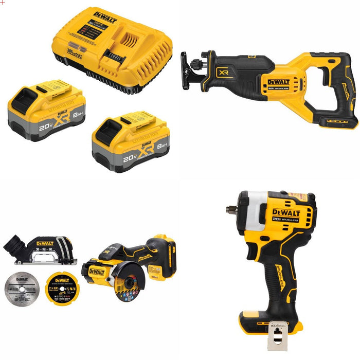 DeWalt 8Ah Kit W/ FREE Recip Saw and FREE 3in Cut-Off and FREE Imp Wrench