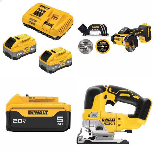 DeWalt 8Ah Kit W/ FREE Cut-Off Tool and FREE 5Ah Battery and FREE Jigsaw