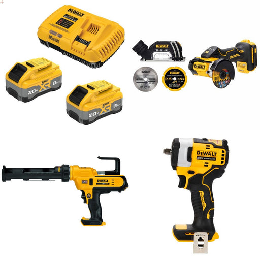 DeWalt 8Ah Kit W/ FREE Cut-Off and FREE Caulk Gun and FREE 3/8 Impact