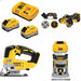 DeWalt DCB2108-2C 8Ah Starter Kit W/ FREE DCS438B Cut-Off, DCS334B Jig Saw and DCW600B Router