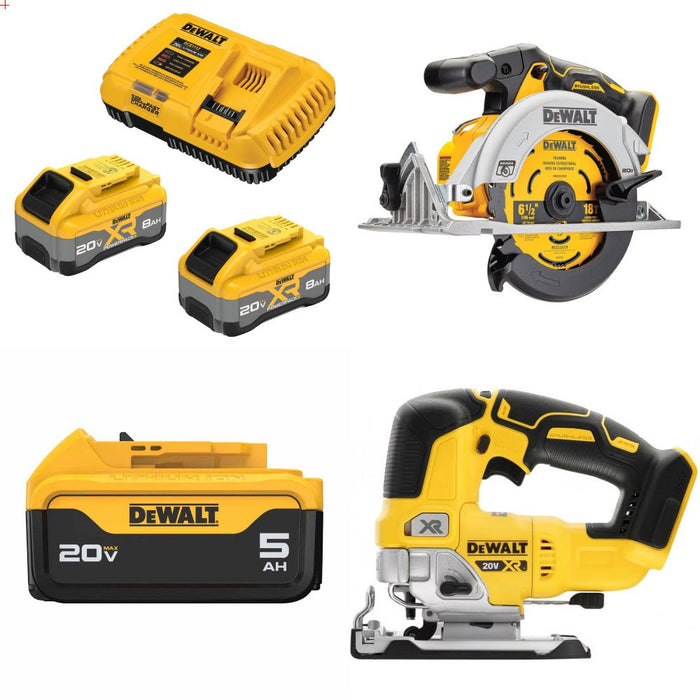 DeWalt 8Ah Starter Kit W/ FREE Circular Saw, FREE Battery and FREE Jigsaw