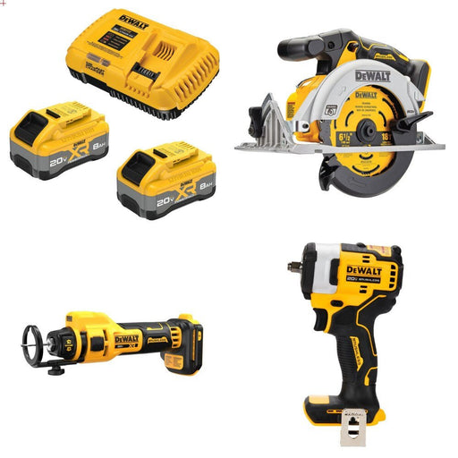 DeWalt DCB2108-2C 20V 8Ah Starter Kit W/ FREE Circular Saw, Cut-Out Tool and Impact Wrench