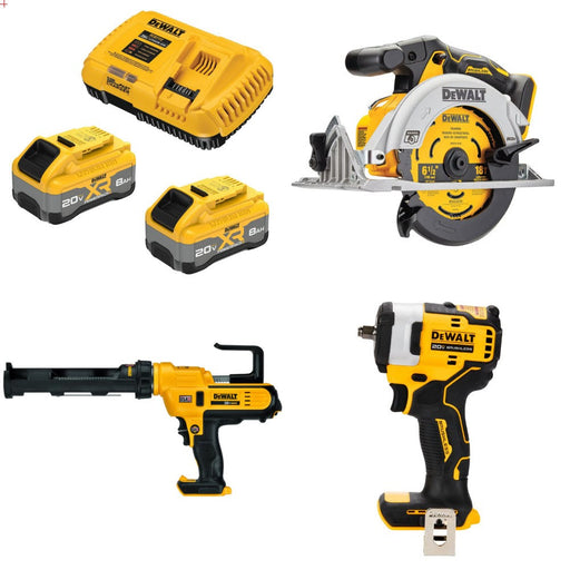 DeWalt DCB2108-2C 8Ah Starter Kit W/ FREE DCS565B Saw, DCE560B Caulk Gun and DCF913B Impact Wrench
