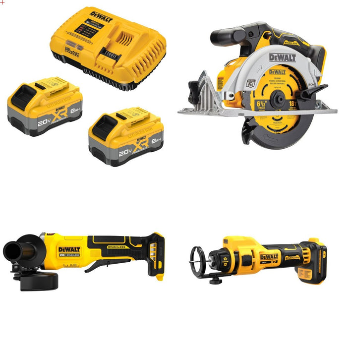 DeWalt DCB2108-2C Battery Kit W/ FREE DCS565B Saw, DCG408B Grinder and DCE555B Cut-Out Tool