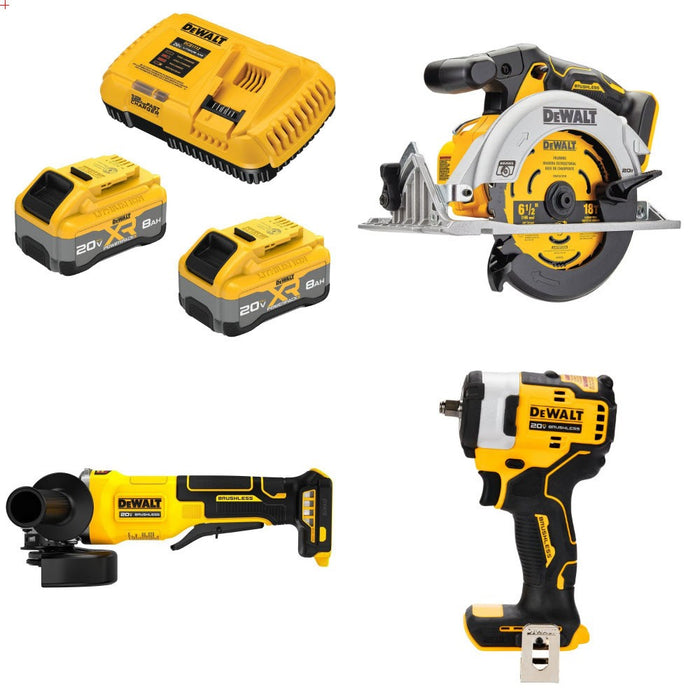 DeWalt 8Ah Kit W/ FREE Circular Saw, FREE Grinder and FREE Impact Wrench