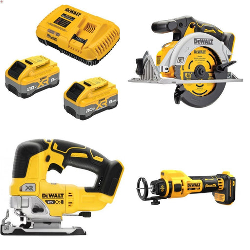 DeWalt 8Ah Battery Kit W/ FREE Circ Saw and FREE Jigsaw and FREE Cutout