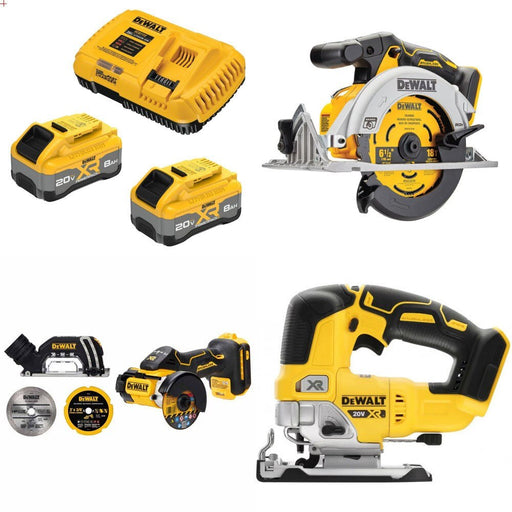 DeWalt DCB2108-2C 8Ah Battery Kit W/ FREE DCS565B Saw, DCS438B Cut-Off and DCS334B Jig Saw