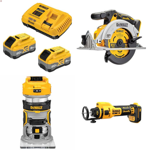 DeWalt 8Ah Battery Kit W/ FREE Circular Saw and FREE Router and FREE Cutout