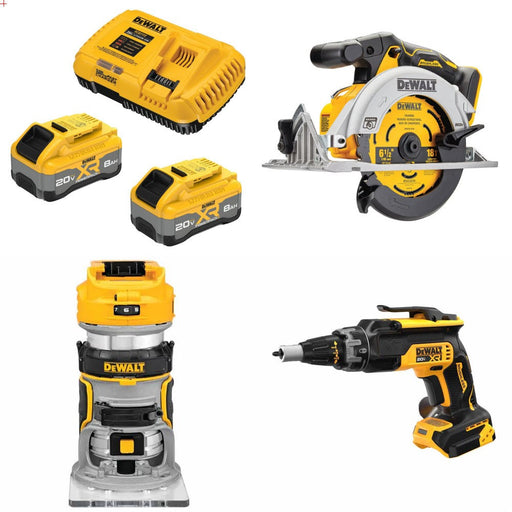 DeWalt 8Ah Battery Kit W/ FREE Circular Saw, FREE Router and FREE Screwgun