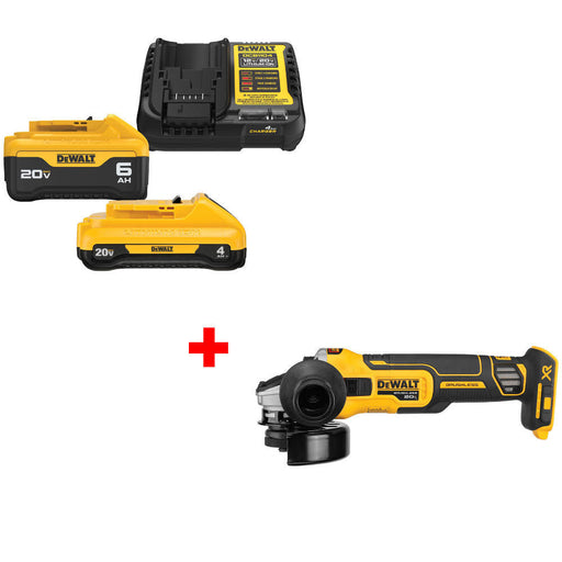 DeWalt DCB2460C 20V MAX 4Ah & 6Ah Starter Kit W/ FREE DCG405B 20V MAX Grinder