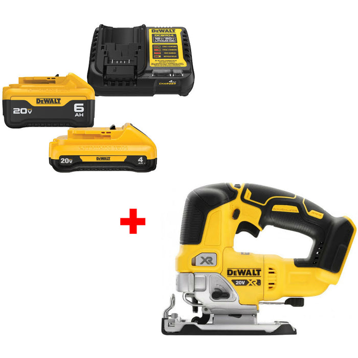 DeWalt DCB2460C 20V MAX 4Ah & 6Ah Starter Kit W/ FREE DCS334B 20V MAX Jig Saw