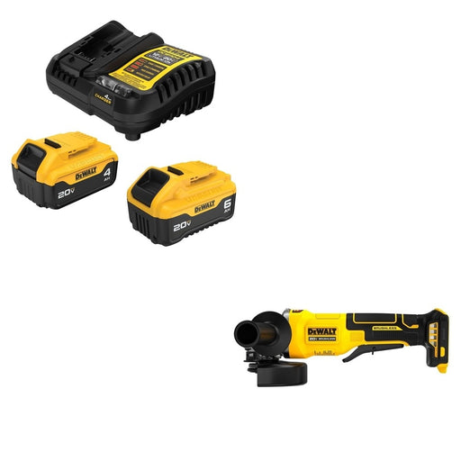 DeWalt DCB246C 20V MAX 6Ah/4Ah Starter Kit W/ DCG408B 4-1/2" Paddle-Switch Grinder