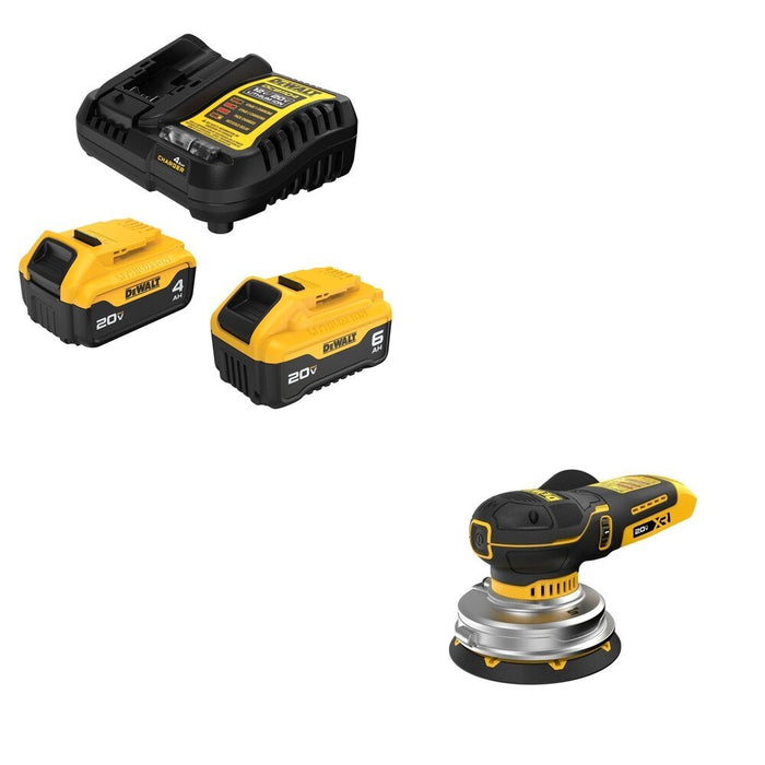 DeWalt DCB246C 20V MAX 6Ah/4Ah Starter Kit W/ DCW211B XR 5" Random Orbital Sander