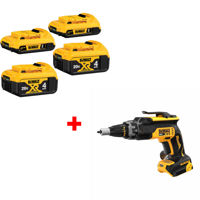 DeWalt DCB324-4 20V MAX Battery 4-Pack W/ FREE DCF630B 20V MAX XR Screwgun