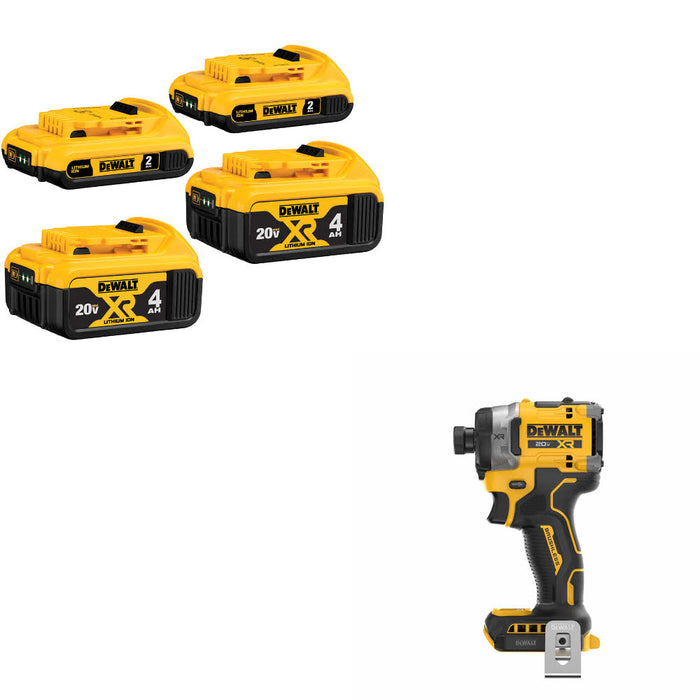 DeWalt DCB324-4 20V MAX Battery 4-Pack W/ FREE DCF860B 20V Max XR Impact Driver