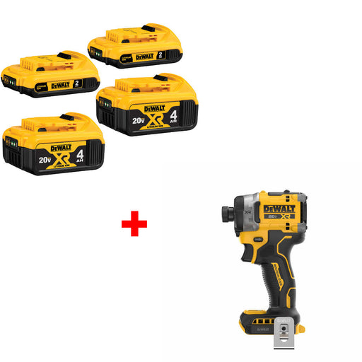 DeWalt DCB324-4 20V MAX Battery 4-Pack W/ FREE DCF860B 20V Max XR Impact Driver