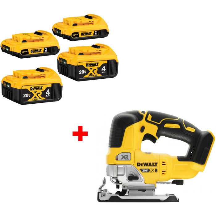 DeWalt DCB324-4 20V MAX Li-Ion Battery 4-Pack W/ FREE DCS334B 20V MAX XR Jig Saw