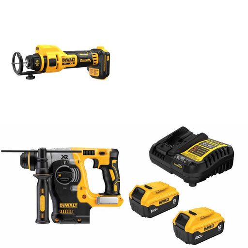 DeWalt DCE555B Drywall Cut-Out Tool Kit W/ DCH273B Rotary Hammer and FREE DCB205-2C Battery Kit