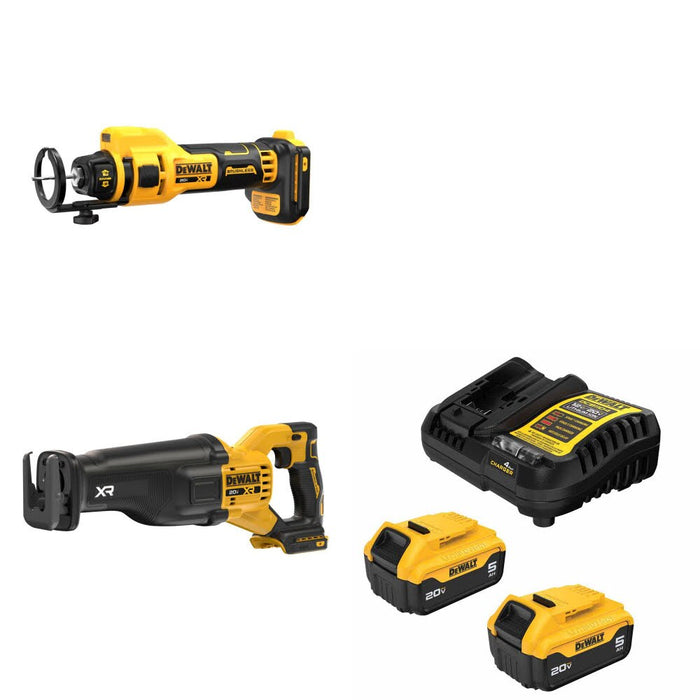 DeWalt DCE555B Drywall Cut-Out Tool Kit W/ DCS384B Reciprocating Saw and FREE DCB205-2C Battery Kit