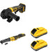 DeWalt DCF510B Sealed Head Ratchet W/ DCB2104-2 POWERPACK 4Ah 2-Pack and DCG402B Angle Grinder