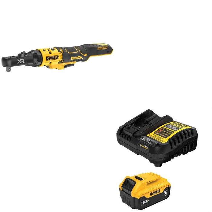 DeWalt DCF520B 20V MAX XR 1/4" and 3/8" Sealed Head Ratchet W/ DCB205C Battery Starter Kit