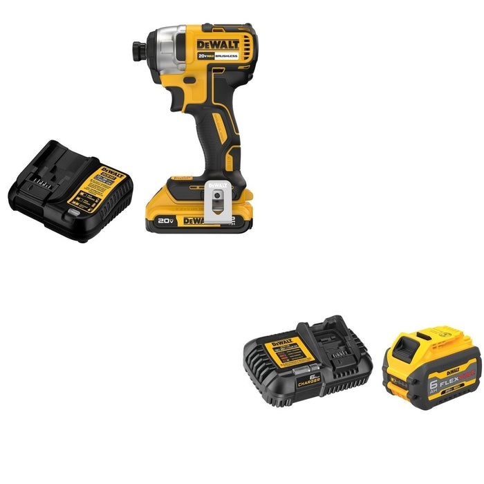 DeWalt DCB606C FLEXVOLT 20V/60V MAX 6.0Ah Battery Starter Kit W/ DCF787D1 Impact Driver Kit