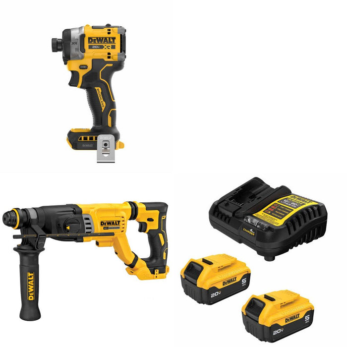 DeWalt DCF860B Impact Driver Kit W/ DCH263B Rotary Hammer and FREE DCB205-2C Battery Kit