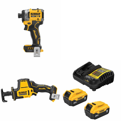 DeWalt DCF860B 20V Max Impact Driver Kit W/ DCS369B Reciprocating Saw and FREE DCB205 5Ah Battery Kit