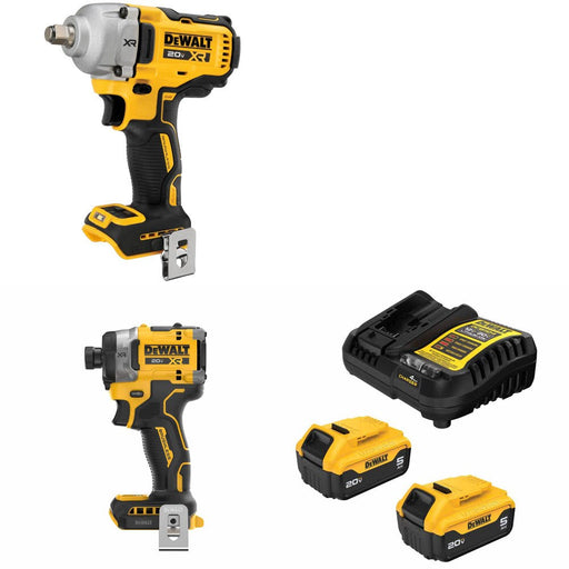 DeWalt DCF891B 20V MAX Impact Wrench Kit W/ DCF860B Impact Driver and FREE DCB205-2C Battery Kit