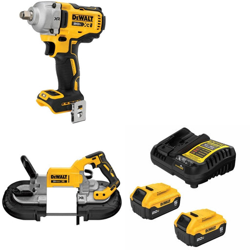 DeWalt DCF891B 20V MAX XR Impact Wrench Kit W/ DCS374B Band Saw and FREE DCB205-2C Battery Kit