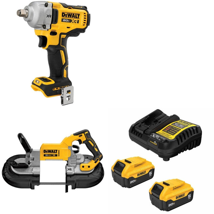 DeWalt DCF891B 20V MAX XR Impact Wrench Kit W/ DCS374B Band Saw and FREE DCB205-2C Battery Kit
