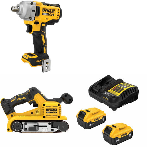 DeWalt DCF892B Impact Wrench Kit W/ DCW220B Belt Sander and FREE DCB205 Battery Kit