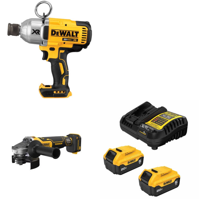 DeWalt DCF898B Impact Wrench Kit W/ DCG410VSB Grinder and FREE DCB205-2C Battery Kit